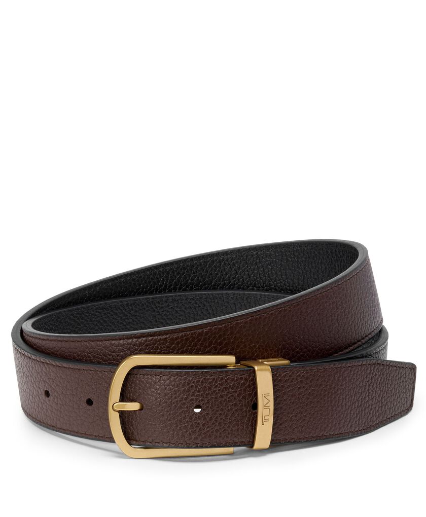 TUMI BELTS Horseshoe Reversible Pebbled Leather Belt 35mm  hi-res | TUMI