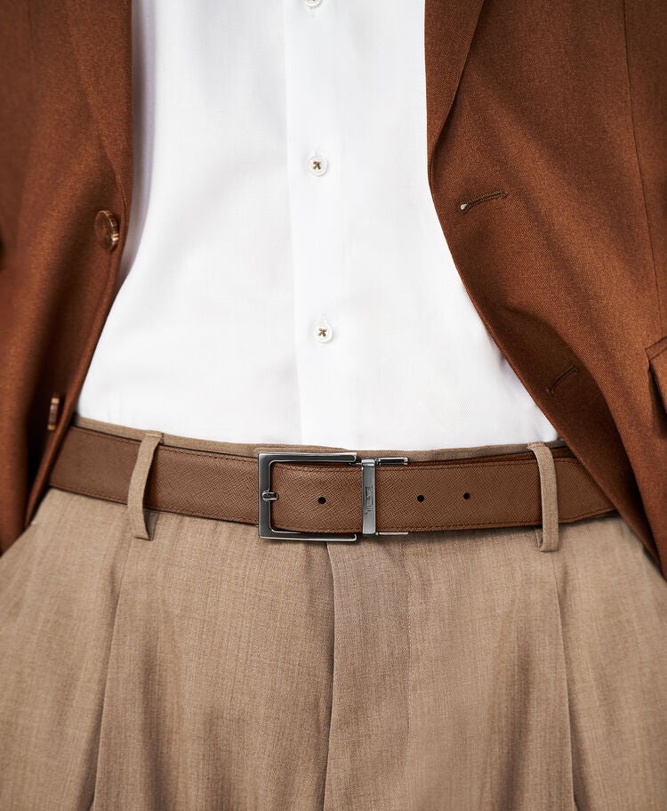 TUMI BELTS Rectangle Reversible Saffiano Leather Belt 35mm  hi-res | TUMI