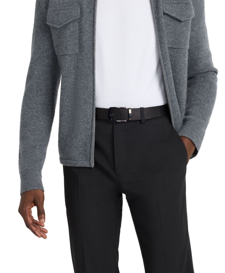 TUMI BELTS Rounded Rectangle Reversible Pebbled To Smooth Leather Belt 35mm  hi-res | TUMI