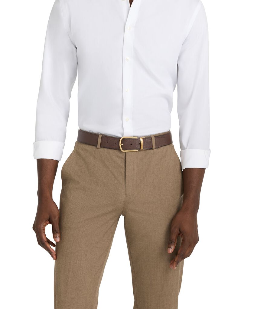 TUMI BELTS Horseshoe Reversible Pebbled Leather Belt 35mm  hi-res | TUMI