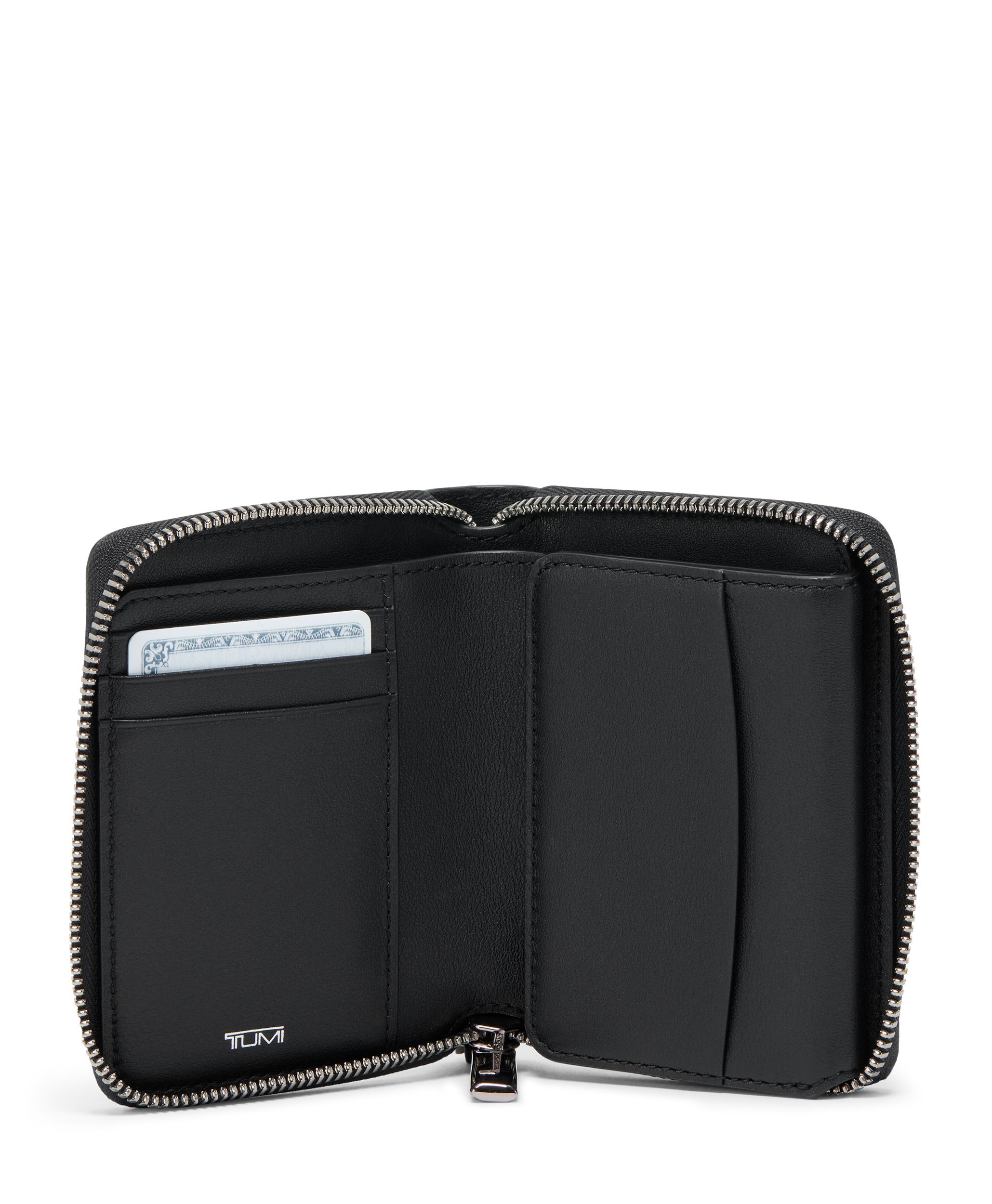 Trifold Zip-Around Wallet BLACK/GUNMETAL Original | TUMI Indonesia