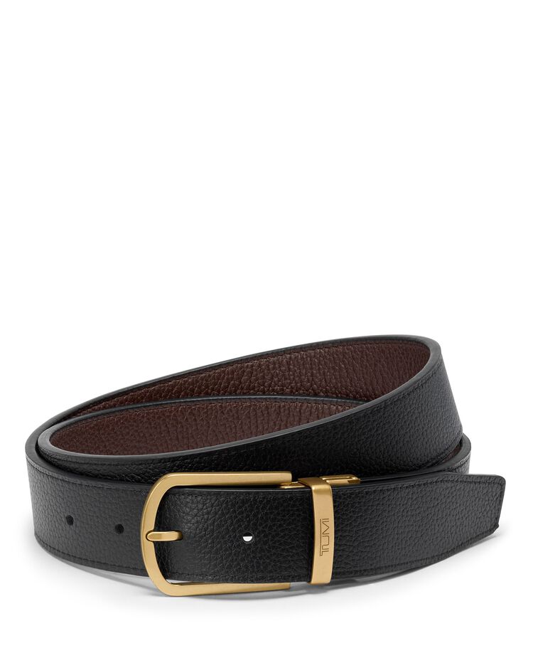 TUMI BELTS Horseshoe Reversible Pebbled Leather Belt 35mm  hi-res | TUMI