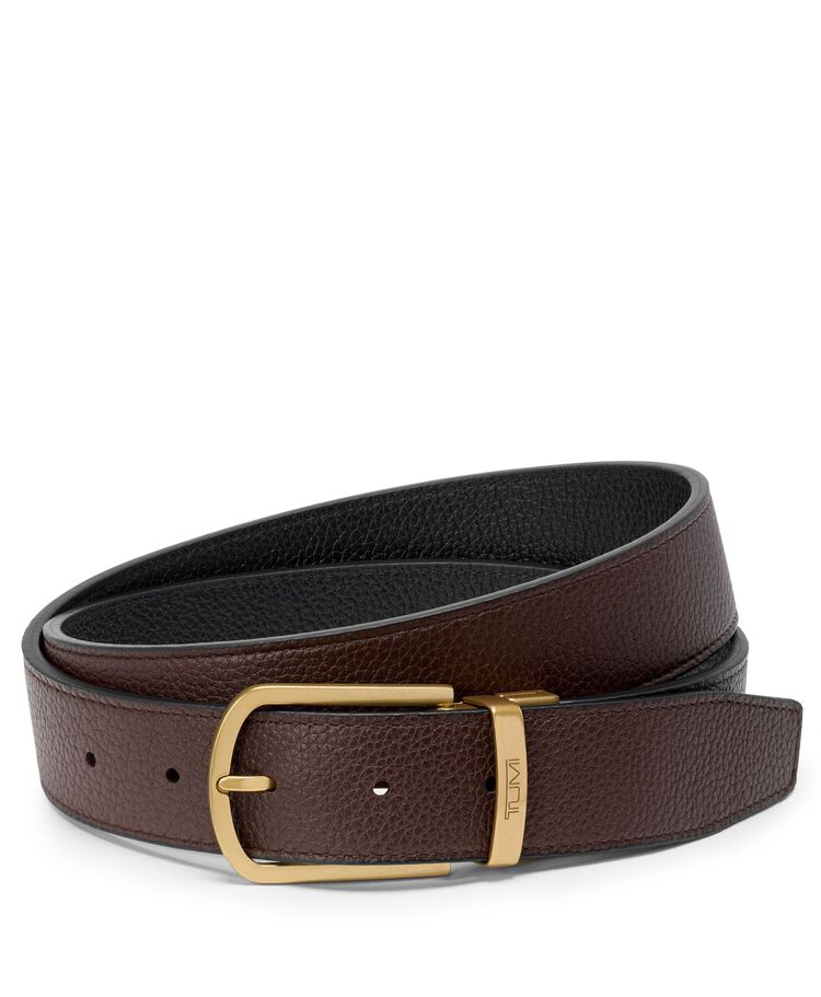 TUMI BELTS Horseshoe Reversible Pebbled Leather Belt 35mm  hi-res | TUMI