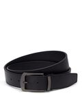 Rounded Rectangle Reversible Pebbled To Smooth Leather Belt 35mm