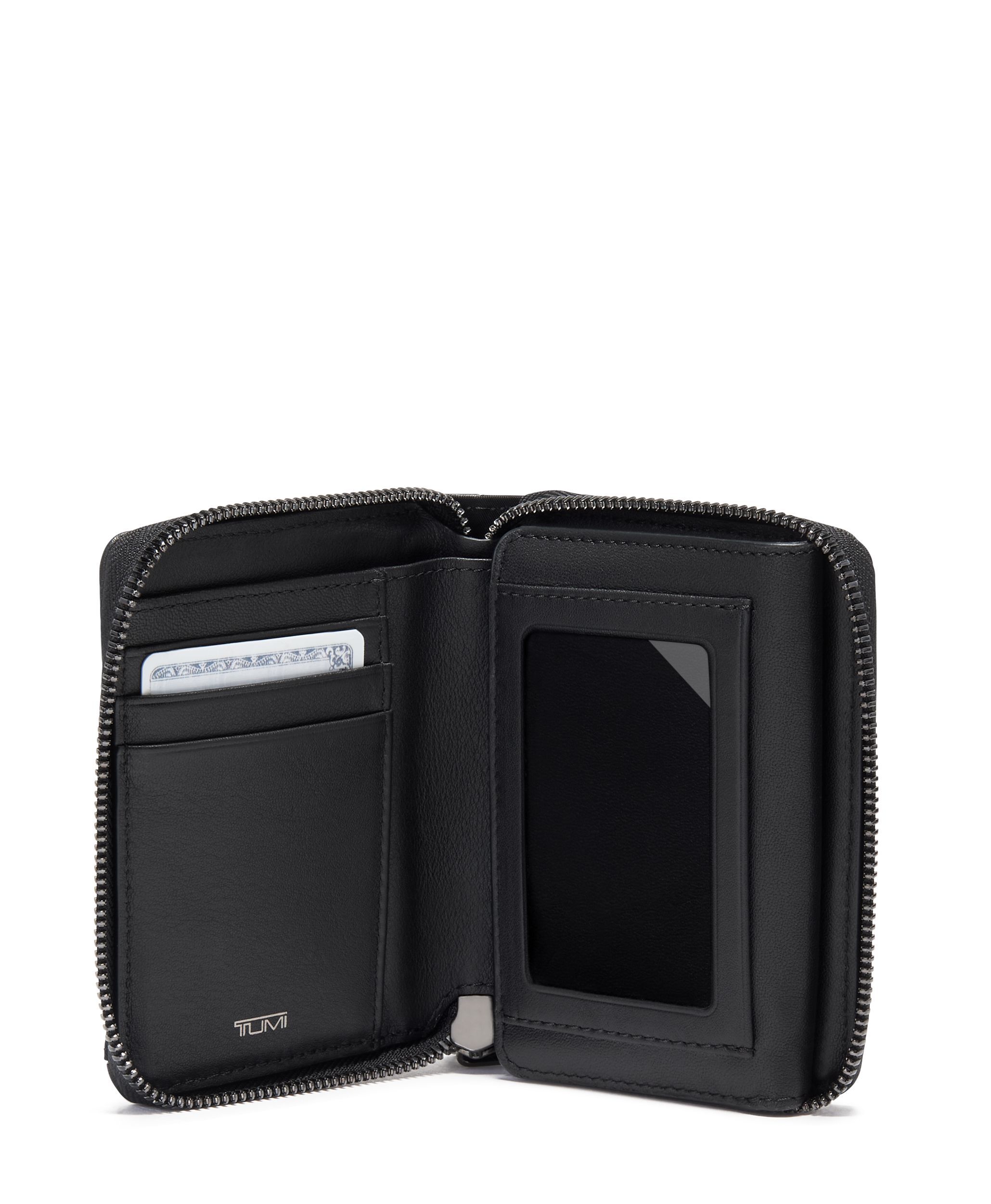 【TUMI】 TRI FOLD ZIP AROUND カードケース Tri-Fold Zip-Around BLACK/GUNMETAL Original | TUMI Indonesia