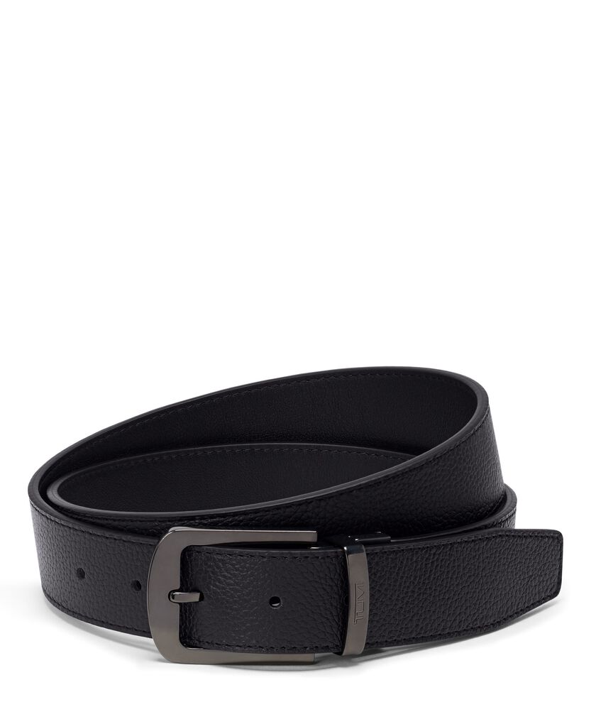 TUMI BELTS Rounded Rectangle Reversible Pebbled To Smooth Leather Belt 35mm  hi-res | TUMI