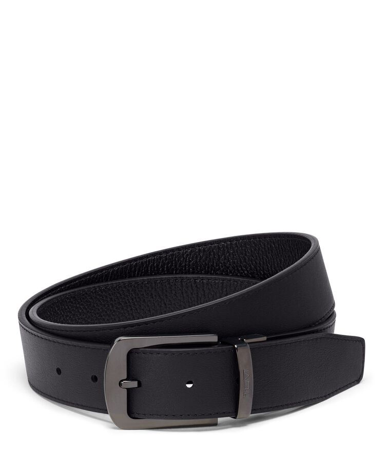 TUMI BELTS Rounded Rectangle Reversible Pebbled To Smooth Leather Belt 35mm  hi-res | TUMI