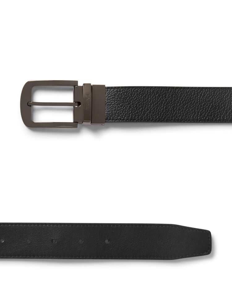 TUMI BELTS Rounded Rectangle Reversible Pebbled To Smooth Leather Belt 35mm  hi-res | TUMI